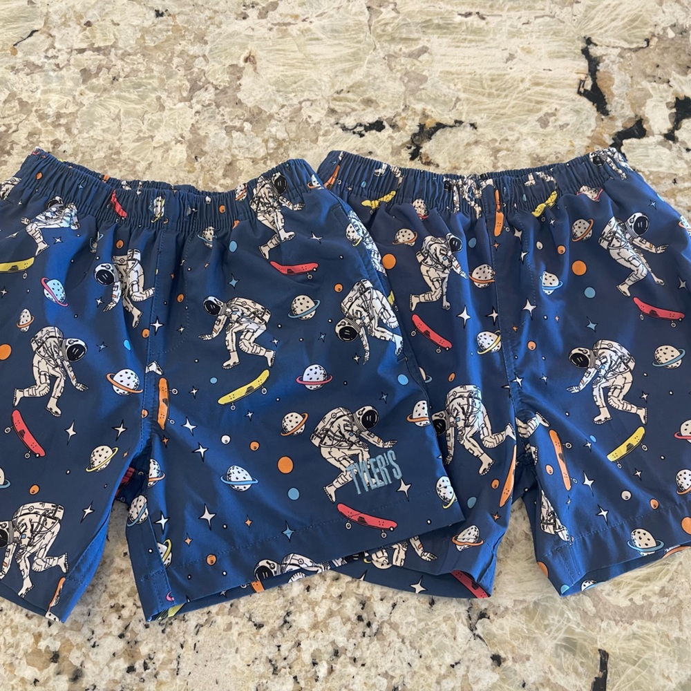 Tyler's Astronaut Space Moon Boys Swimtrunks Small Twins Set of 2 Bold Graphics